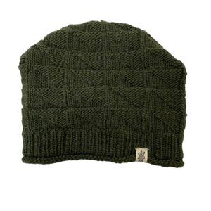 Nirvanna Designs Nepalese Knit Wave Slouch Knit Beanie in Forest Green